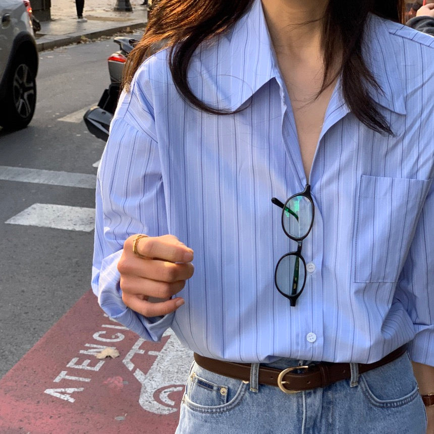 Minimalist Striped Loose Shirt