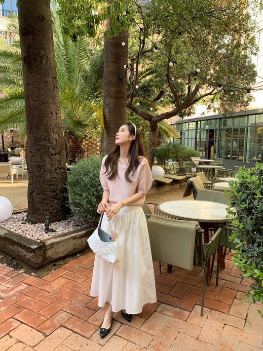 高腰褶皺顯瘦半身裙