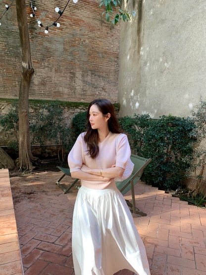 高腰褶皺顯瘦半身裙