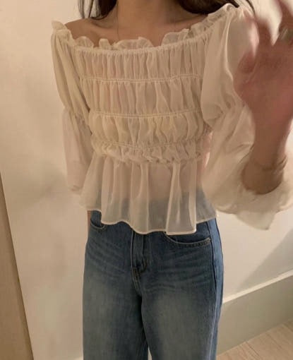 一字領雪紡恤衫