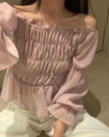 一字領雪紡恤衫