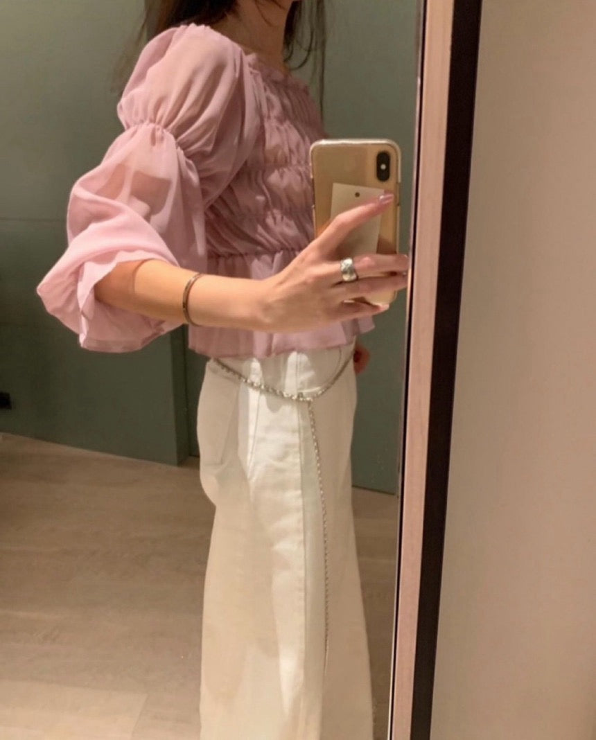 一字領雪紡恤衫