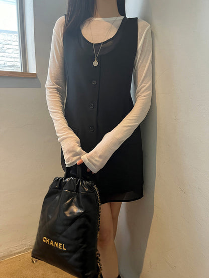 方領スーツベストワンピース+チュールインナースカートセット