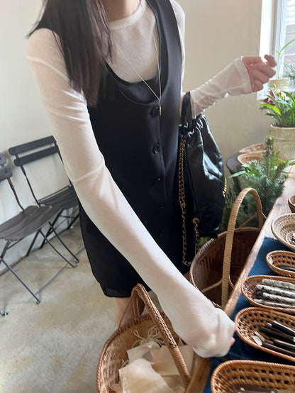 方領スーツベストワンピース+チュールインナースカートセット