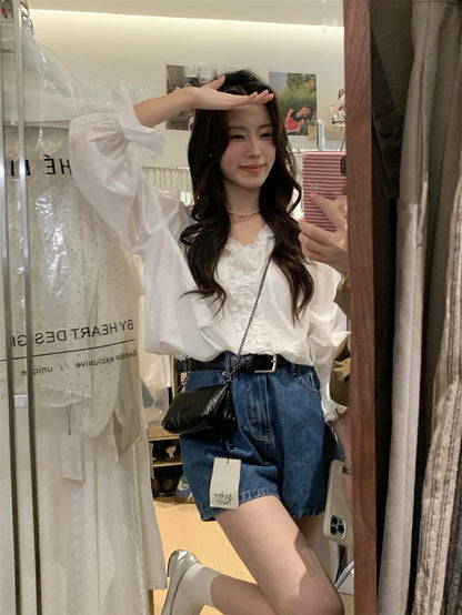 Korean-style 3D Floral Blouse