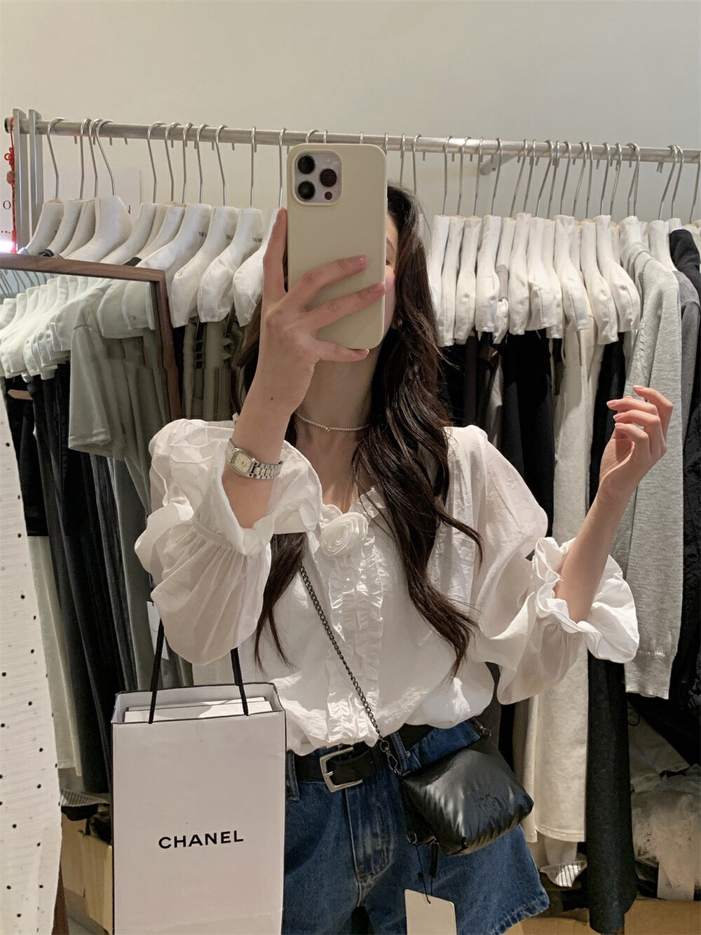 Korean-style 3D Floral Blouse