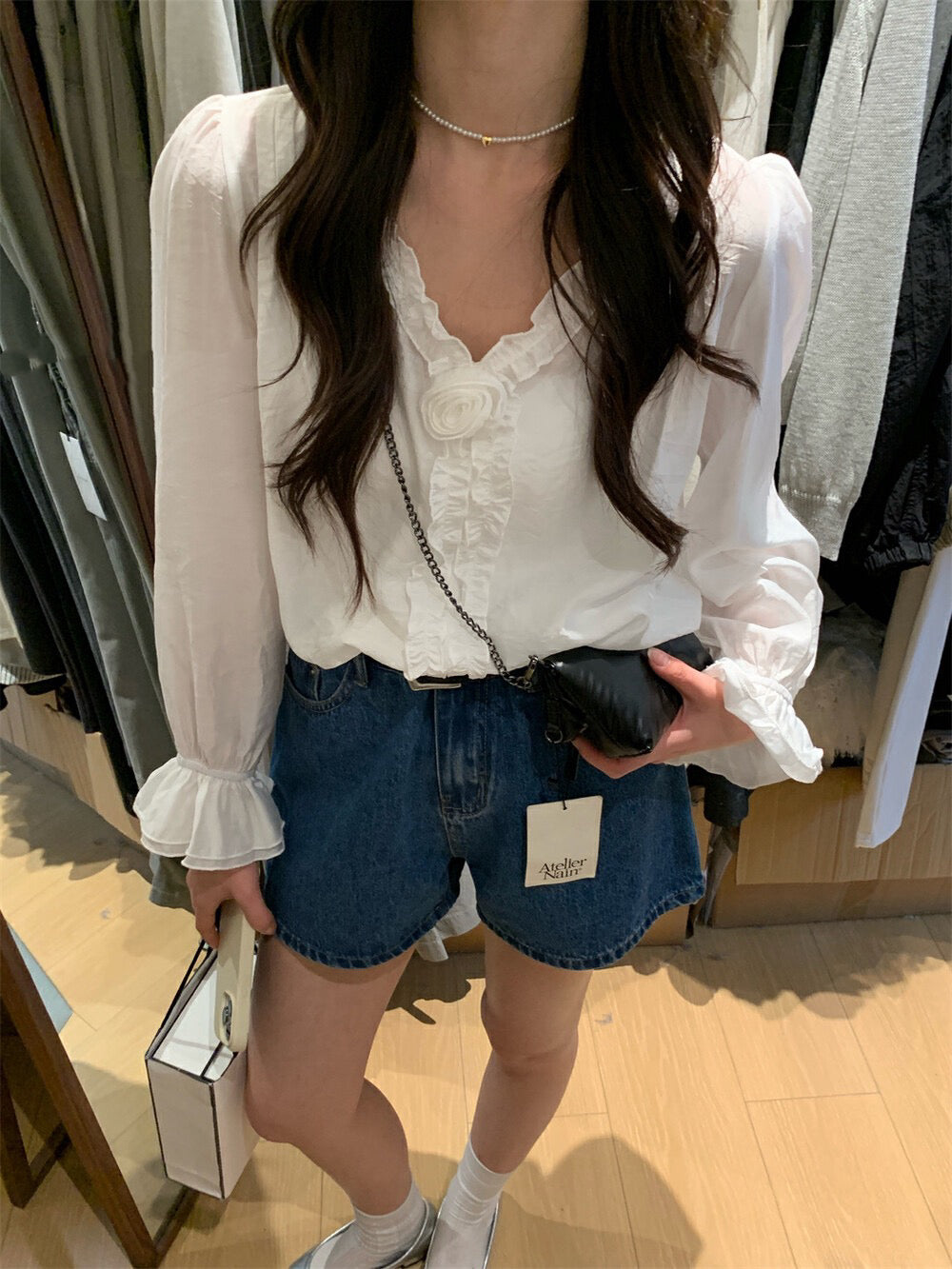 Korean-style 3D Floral Blouse