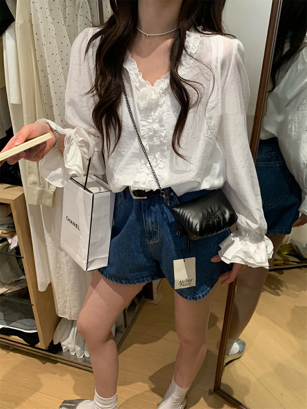 Korean-style 3D Floral Blouse