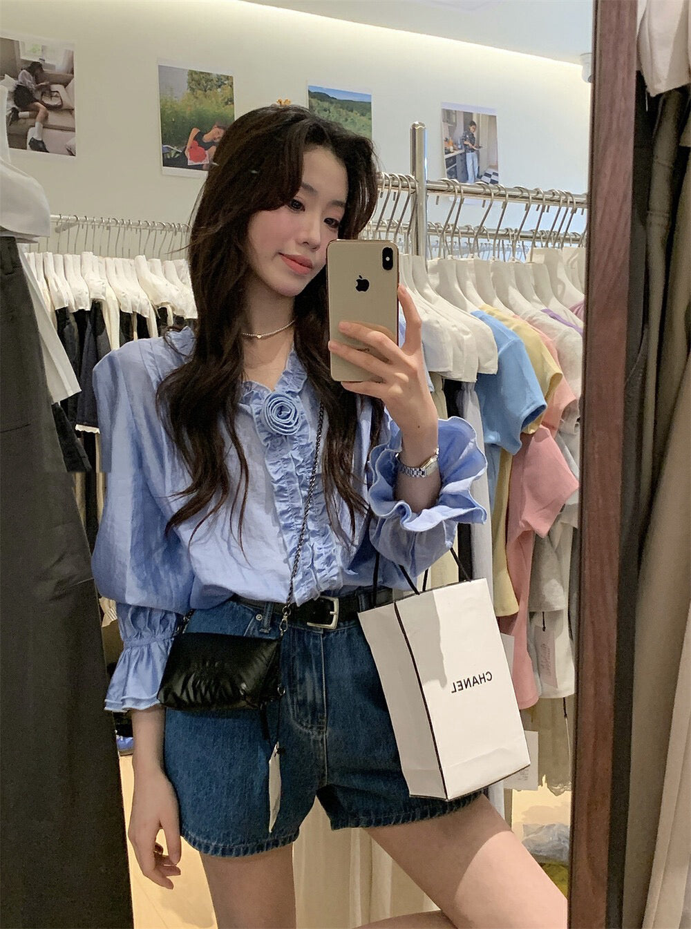 Korean-style 3D Floral Blouse