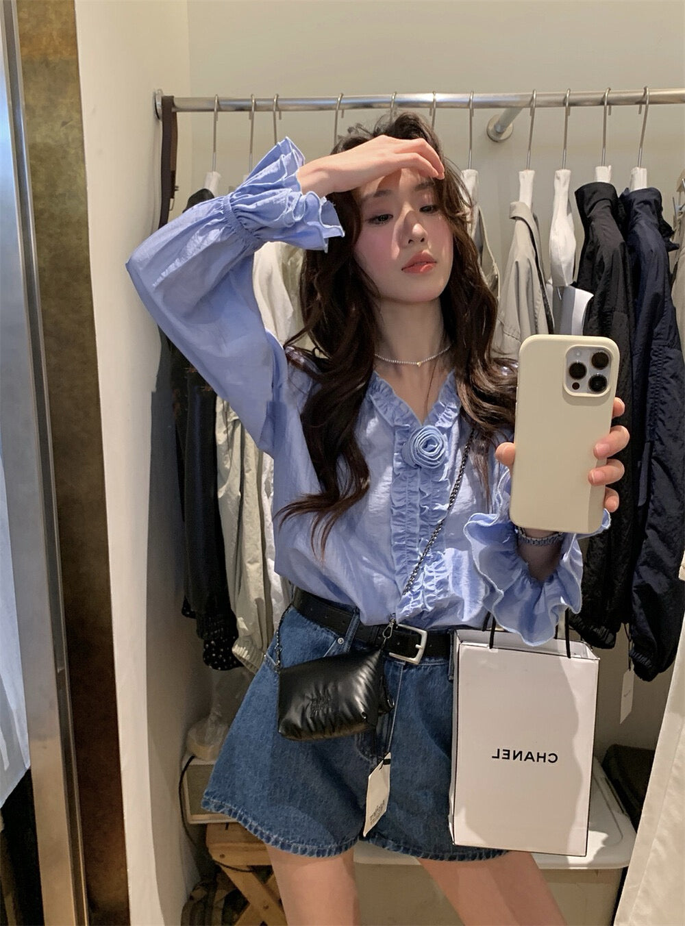 Korean-style 3D Floral Blouse