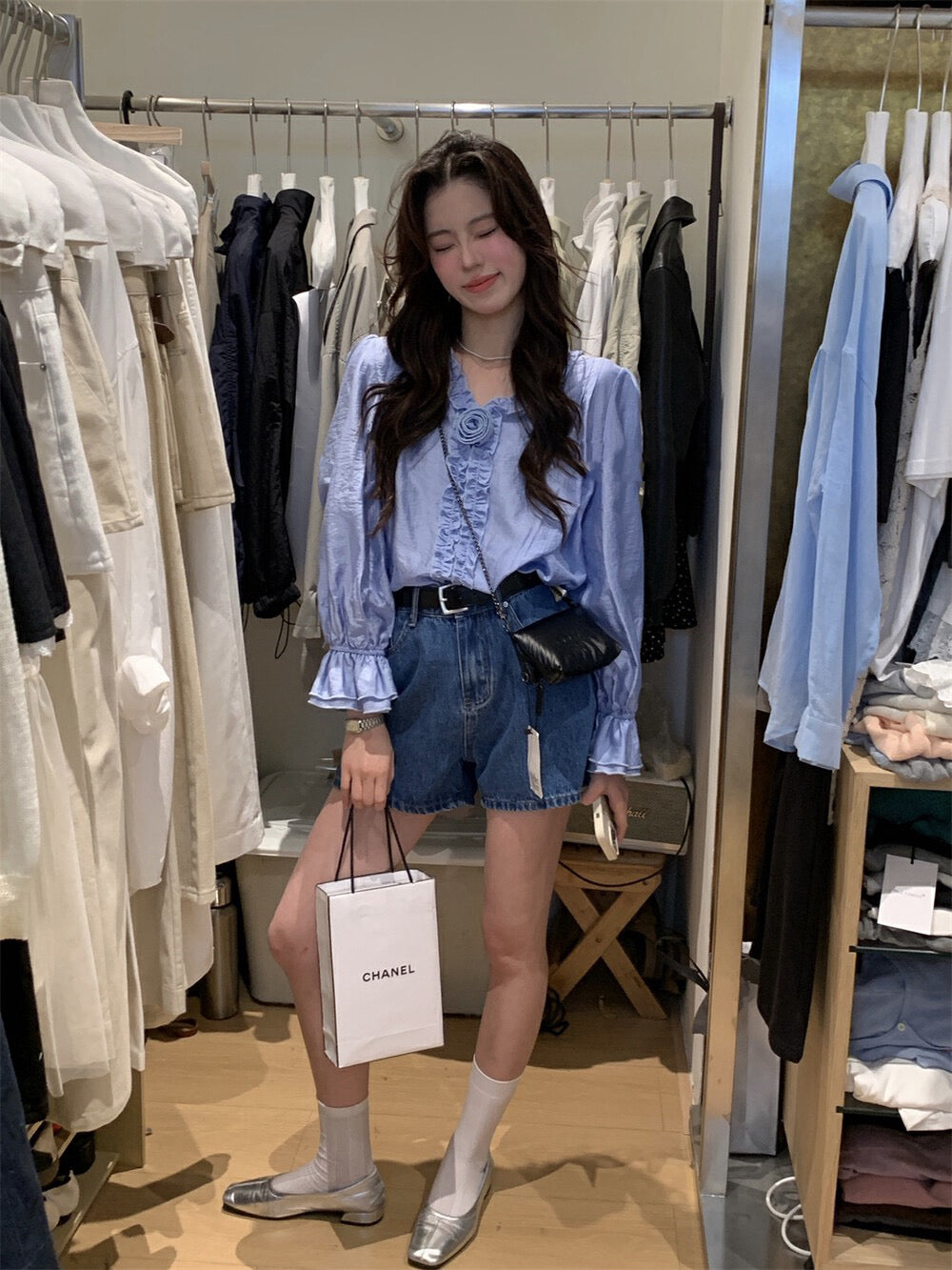 Korean-style 3D Floral Blouse