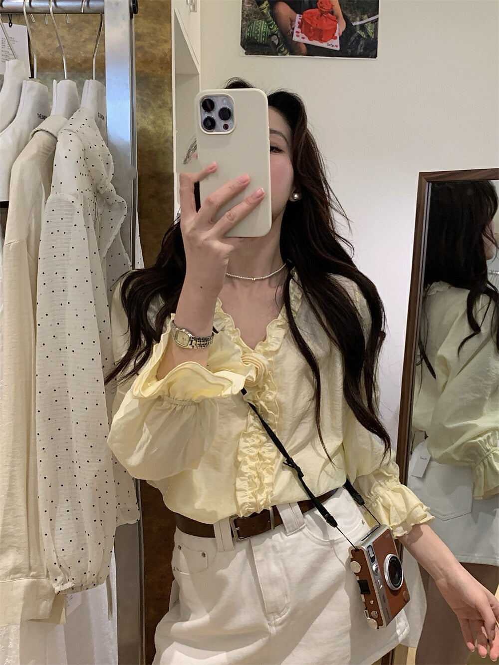 Korean-style 3D Floral Blouse
