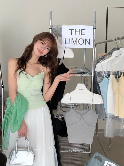 修身蕾絲連pad背心