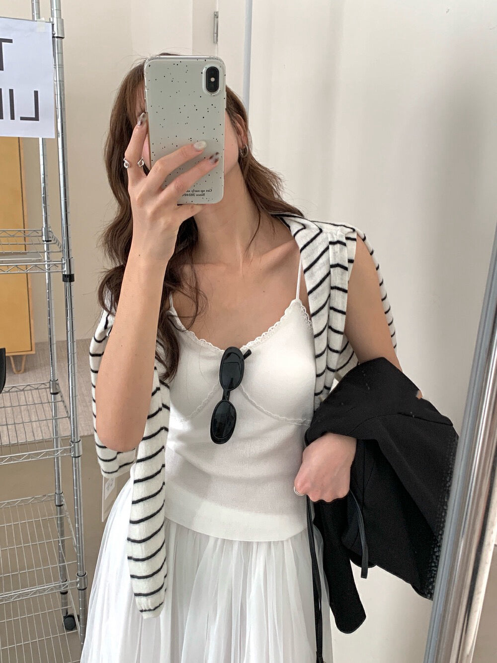 修身蕾絲連pad背心