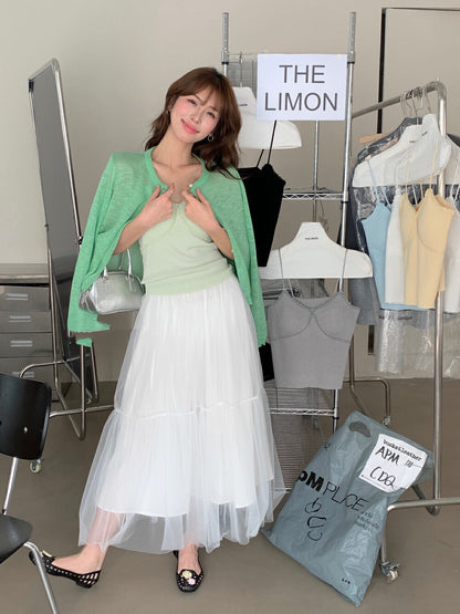 修身蕾絲連pad背心