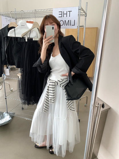 修身蕾絲連pad背心