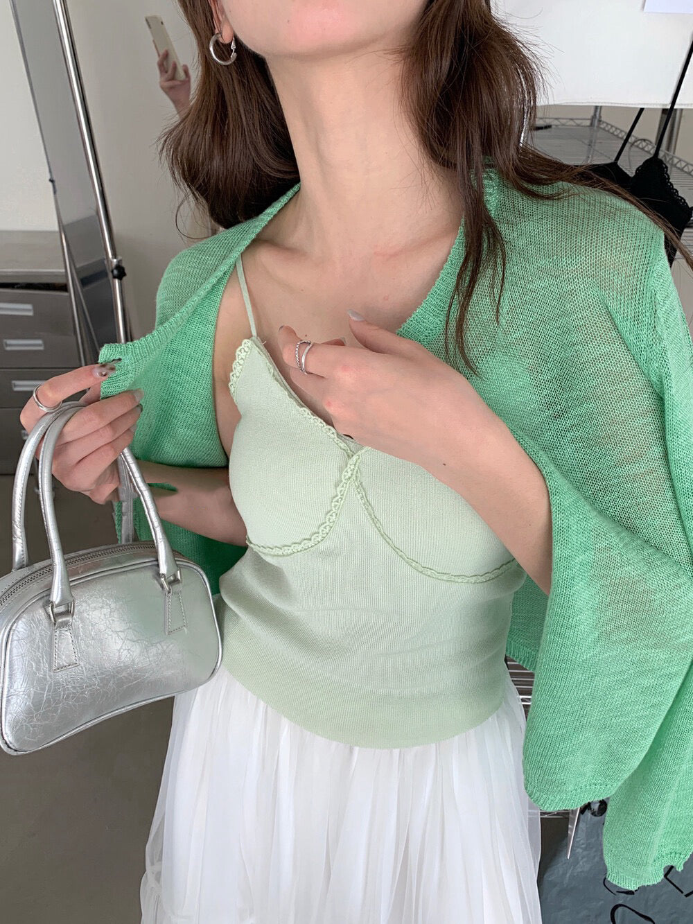 修身蕾絲連pad背心