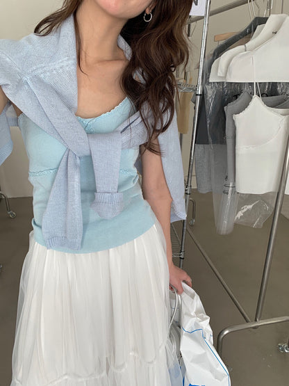 修身蕾絲連pad背心