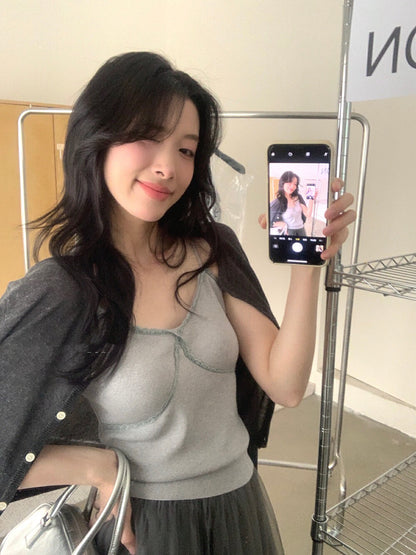 修身蕾絲連pad背心