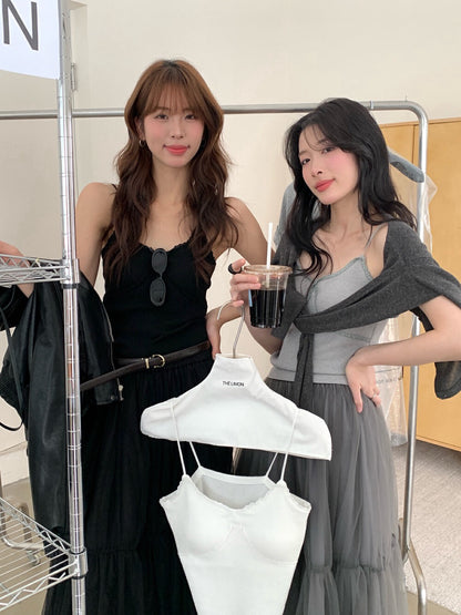 修身蕾絲連pad背心