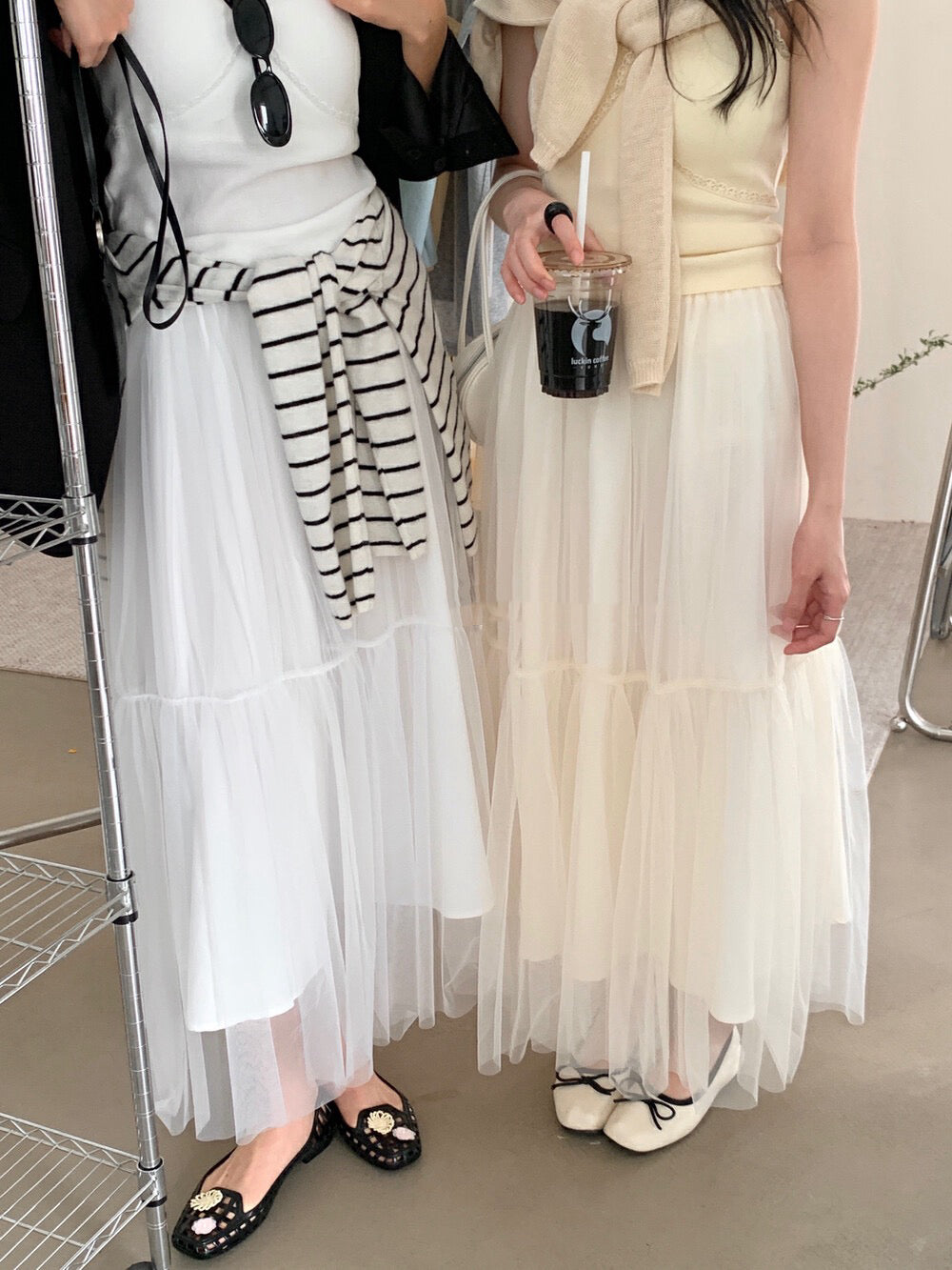 ハイウエストチュールスカート