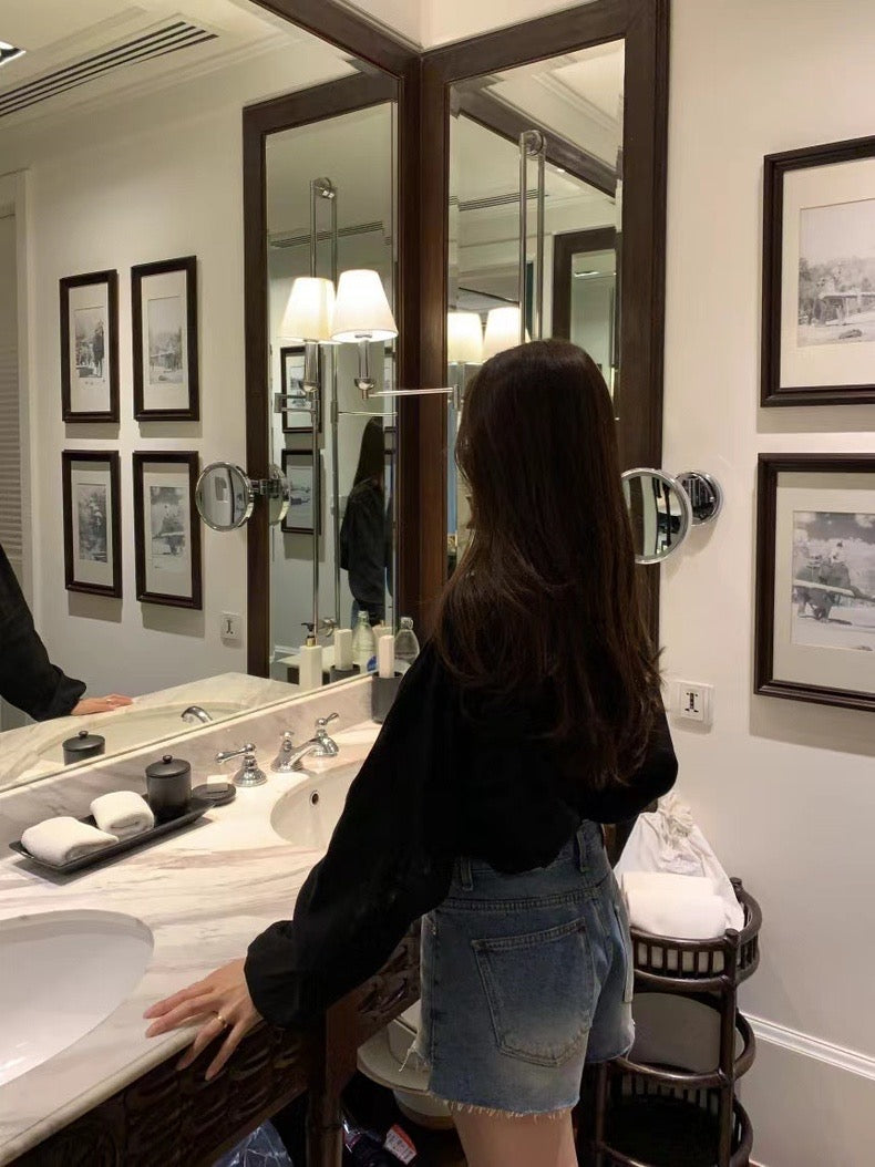 V領系扣泡泡袖恤衫