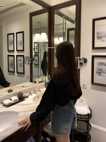 V領系扣泡泡袖恤衫