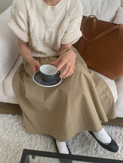 麻花紋寬鬆卷邊短袖