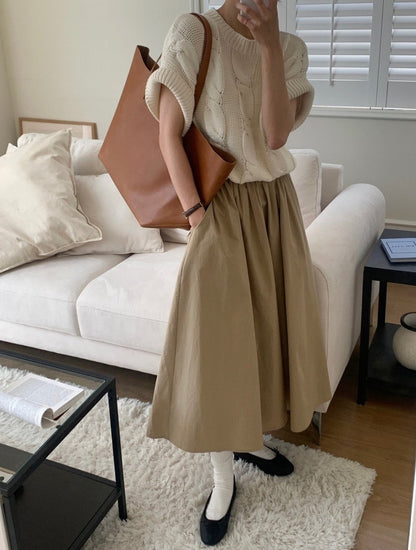 麻花紋寬鬆卷邊短袖