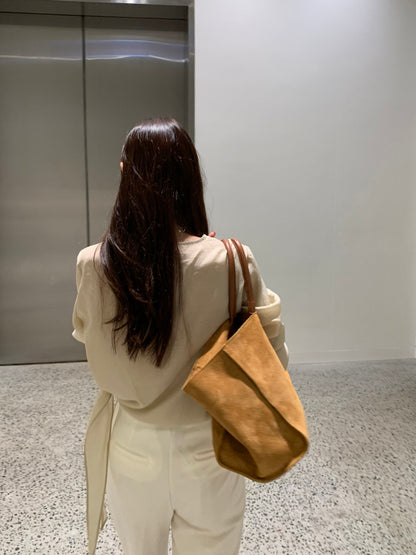 Tie Hem Round Neck Versatile Shirt