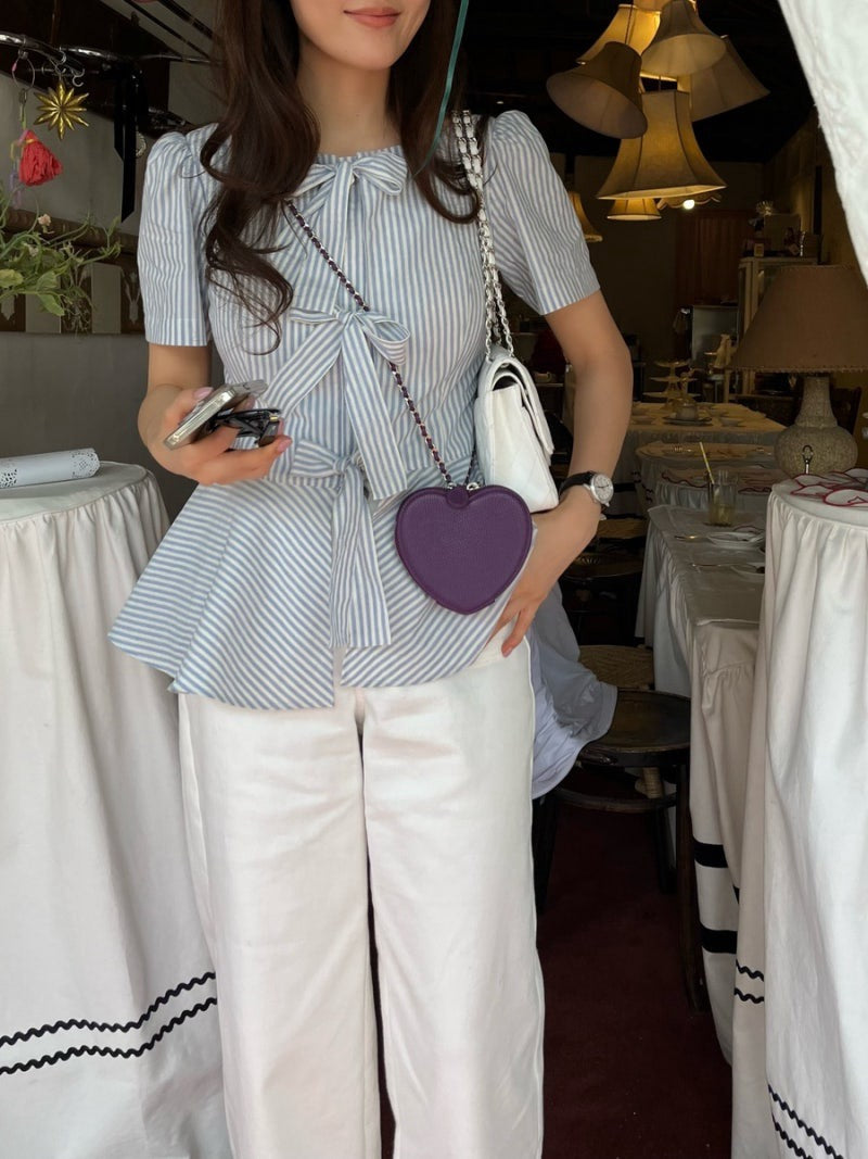 ストライプリボンブラウス