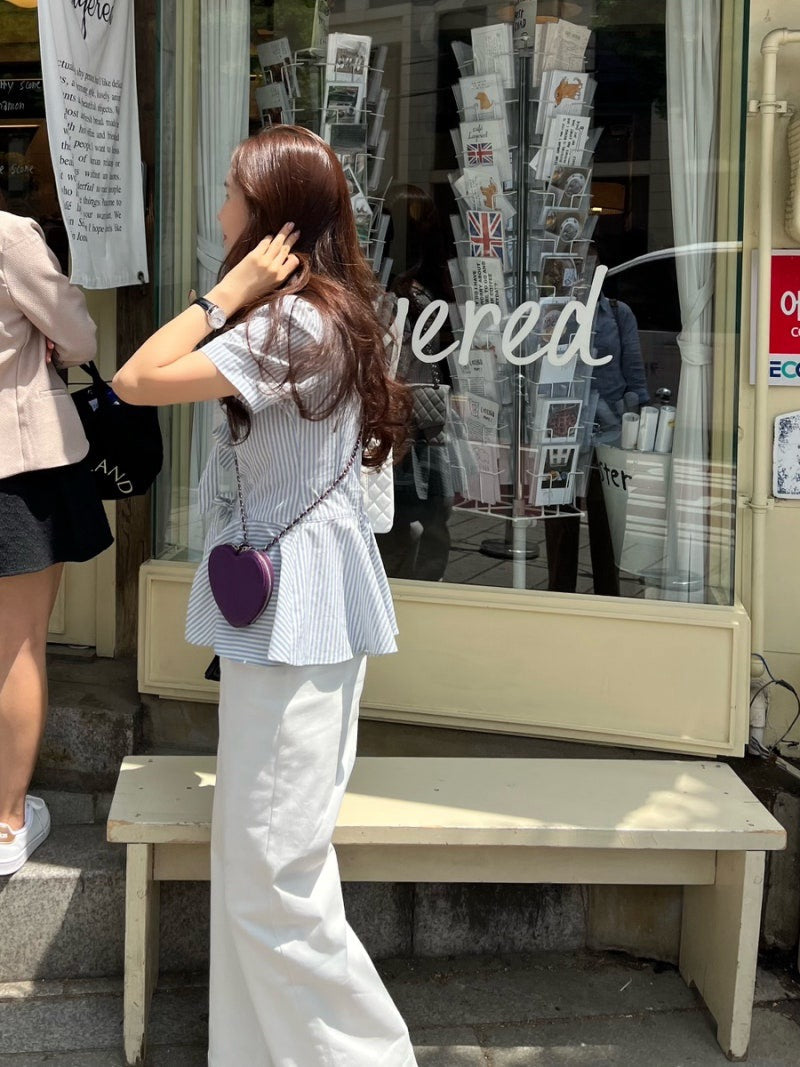 ストライプリボンブラウス