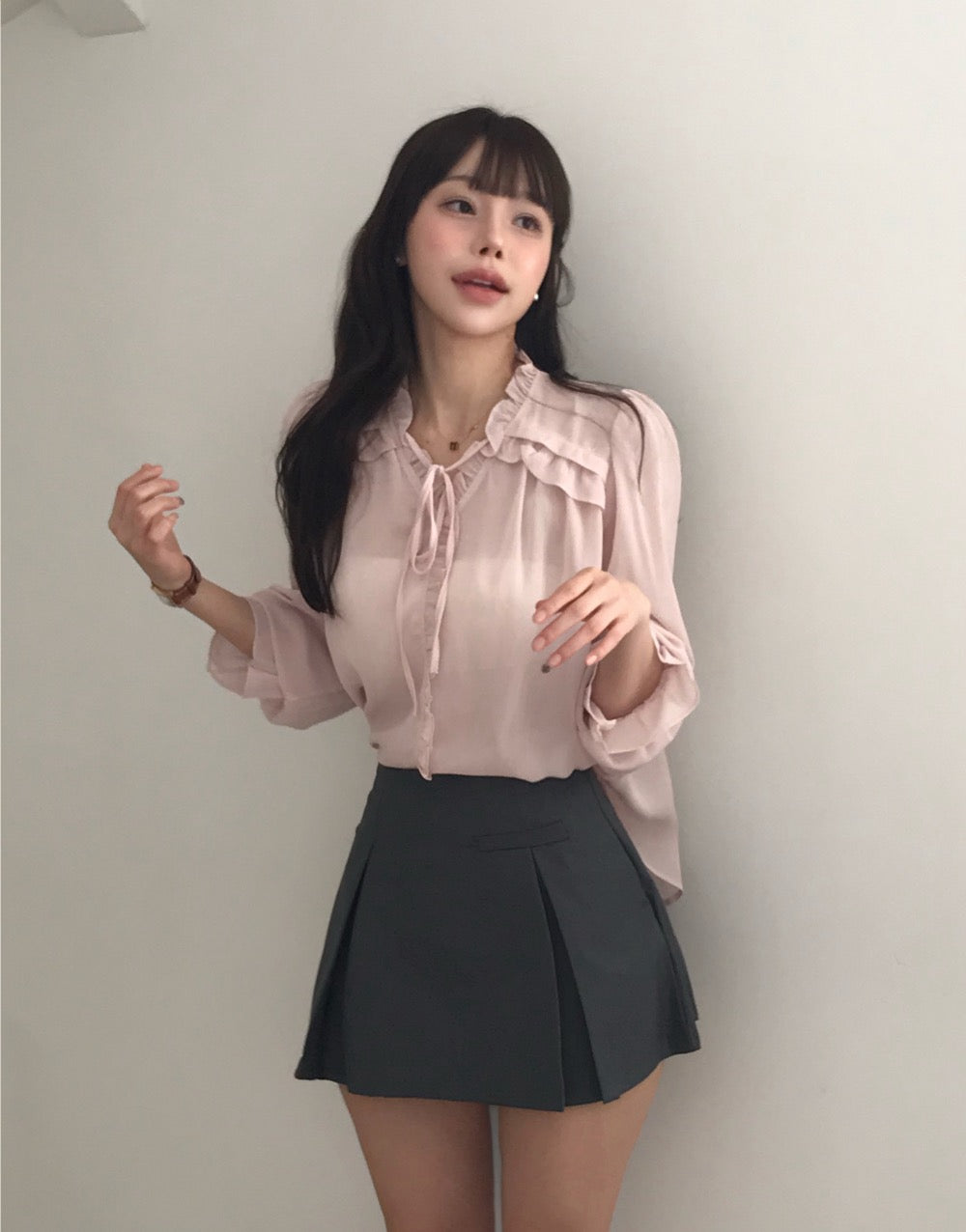 Chiffon Tie-Neck Blouse