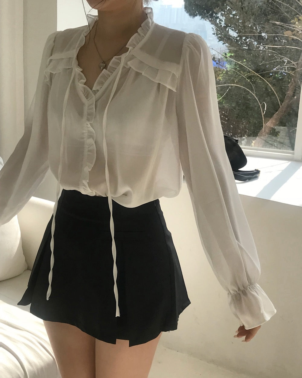 Chiffon Tie-Neck Blouse