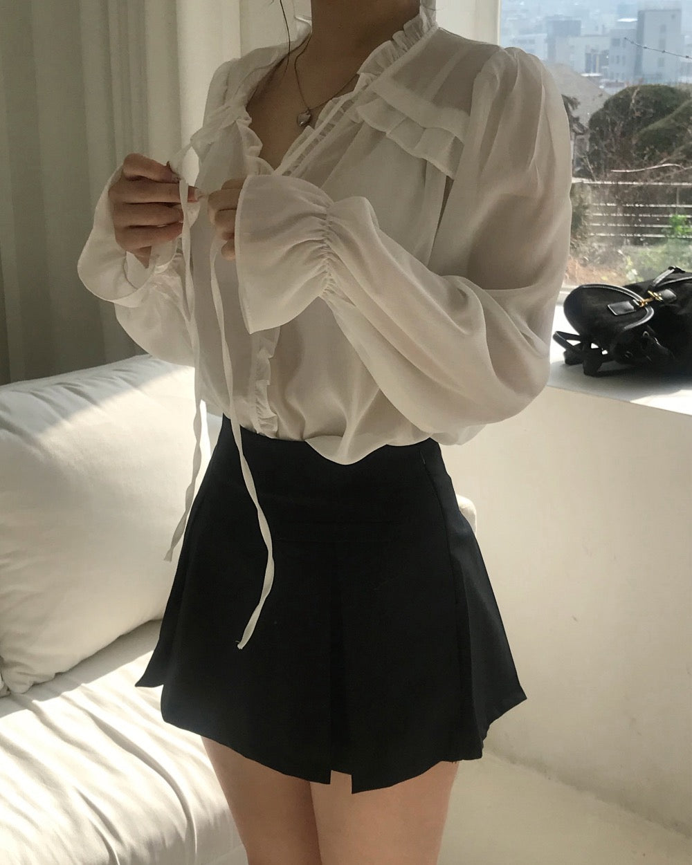 Chiffon Tie-Neck Blouse