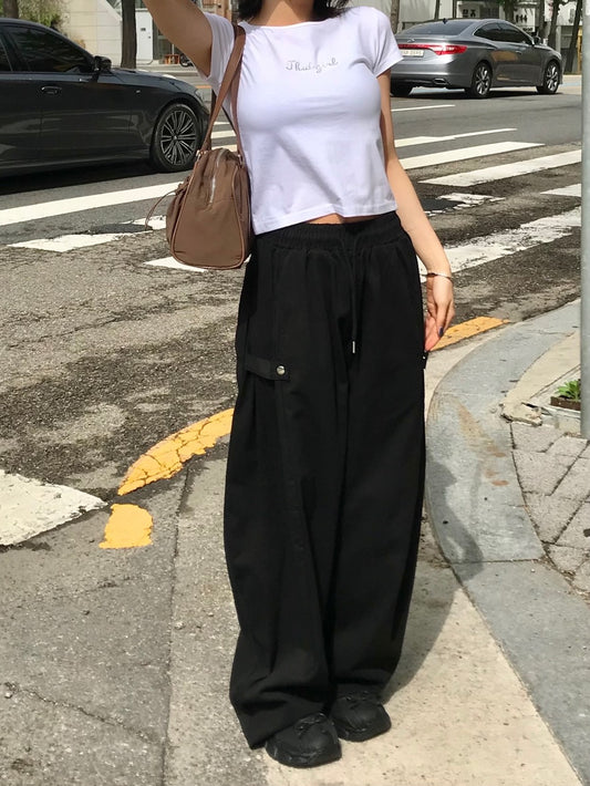 工裝闊腿休閒褲