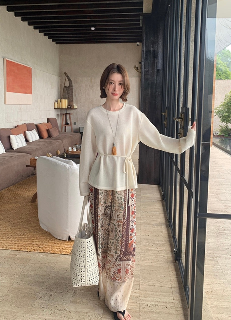 Romantic Vacation Style Wide-Leg Casual Pants