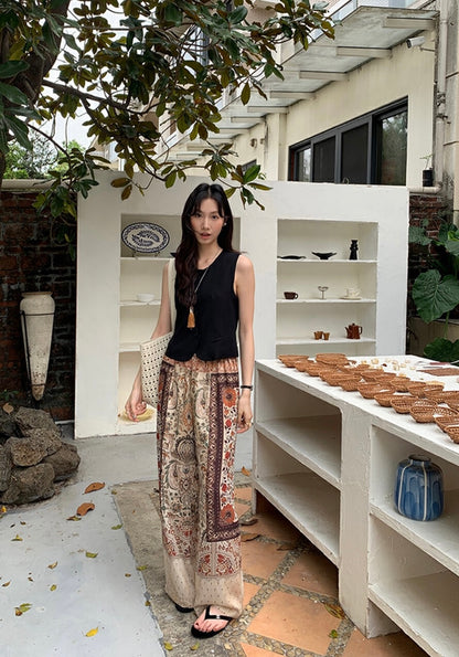 Romantic Vacation Style Wide-Leg Casual Pants