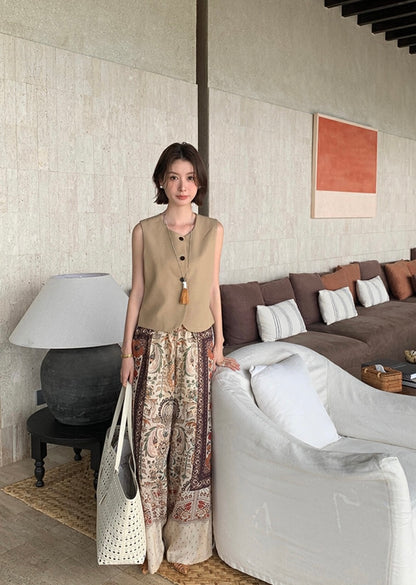 Romantic Vacation Style Wide-Leg Casual Pants