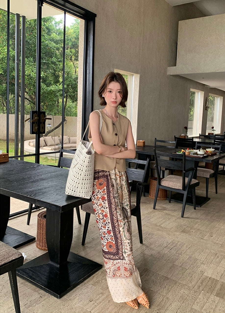 Romantic Vacation Style Wide-Leg Casual Pants