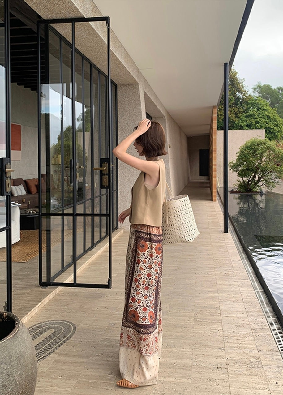 Romantic Vacation Style Wide-Leg Casual Pants