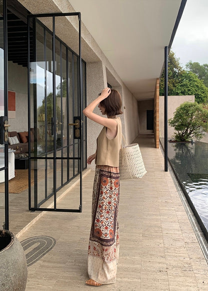 Romantic Vacation Style Wide-Leg Casual Pants