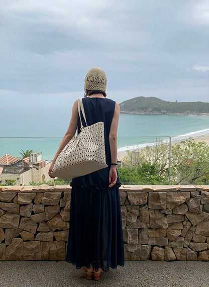 圓領層次感拼接背心連身裙