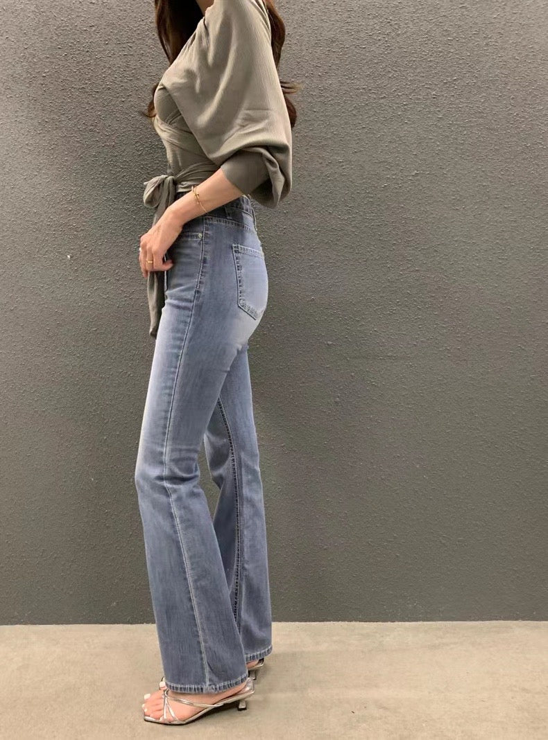 大V領綁帶收腰恤衫