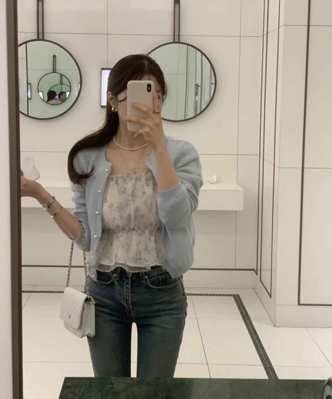 Off-the-shoulder Floral Puff Sleeve Chiffon Top