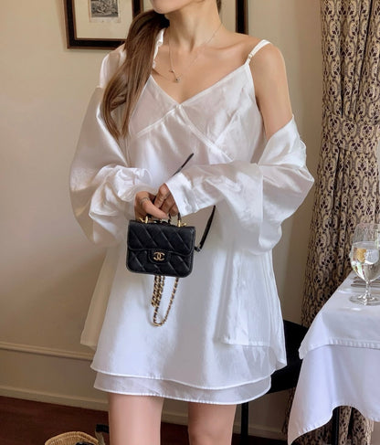 Minimalist V-neck Camisole + Shirt Set