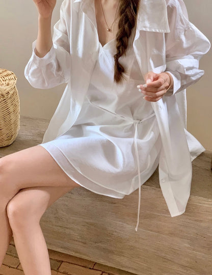 Minimalist V-neck Camisole + Shirt Set