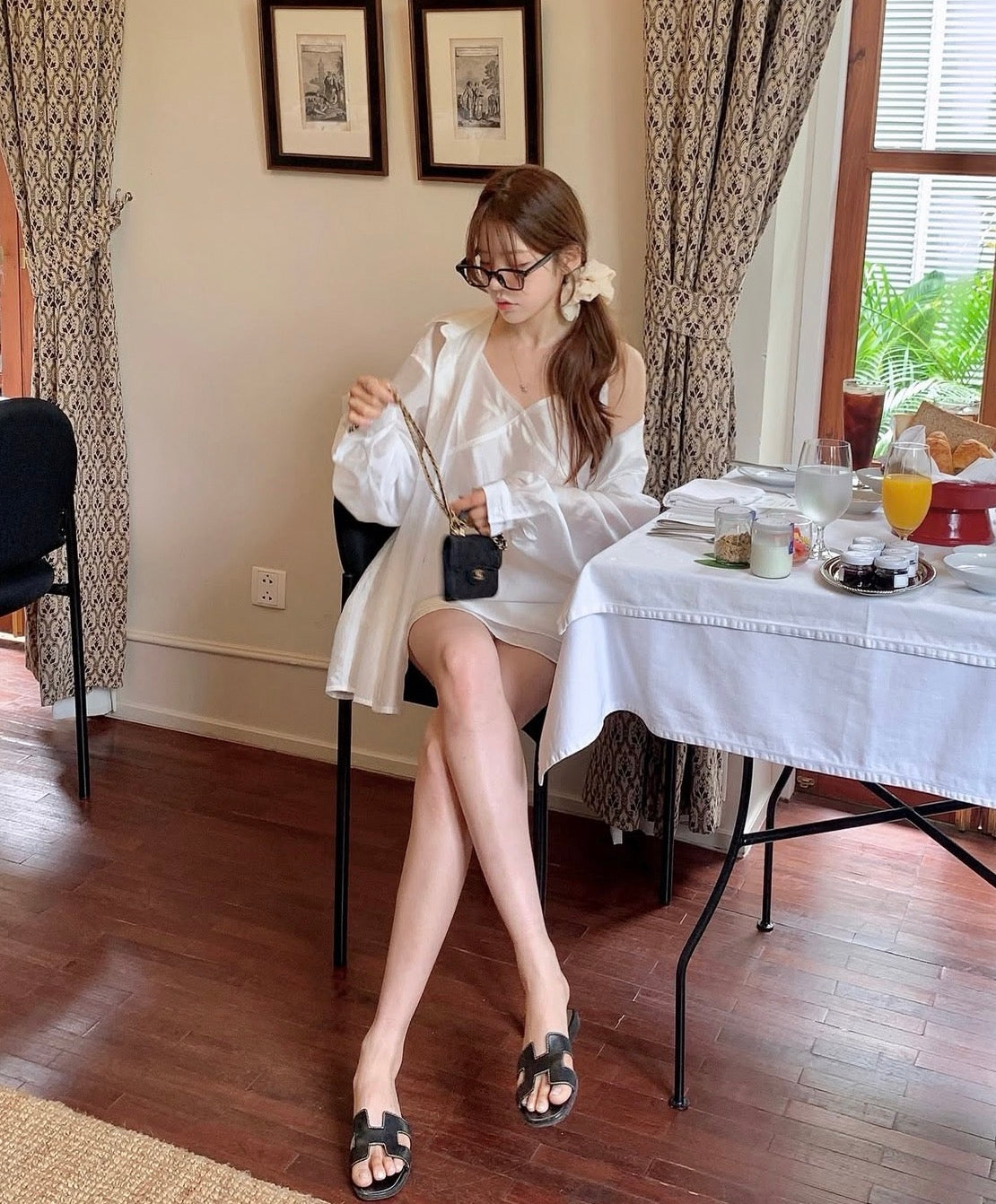 Minimalist V-neck Camisole + Shirt Set