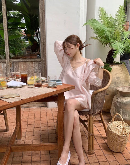 Minimalist V-neck Camisole + Shirt Set