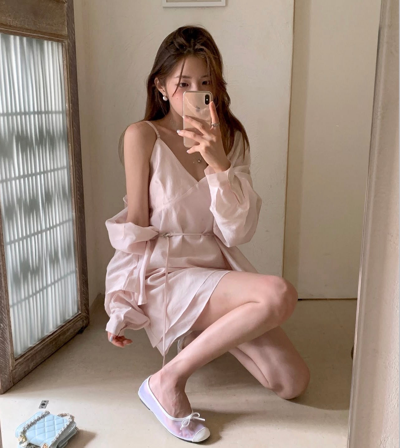 Minimalist V-neck Camisole + Shirt Set